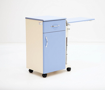 Тумба прикроватная с фасадами, топом и откидной столешницей из ламината, голубой фасад