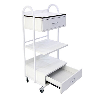 Процедурный передвижной столик из cтального профиля, полки HPL/ЛДСП