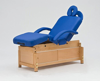 Массажный стол стационарный с рамой из бука, синий