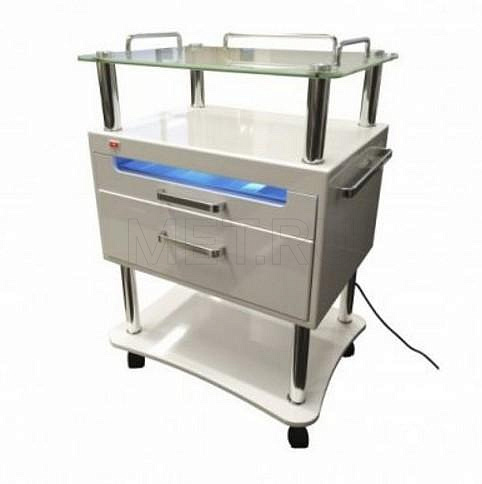 PRINCESS UV Стол тумба с УФ-стерилизатором, топ из закалённого стекла МЕТ