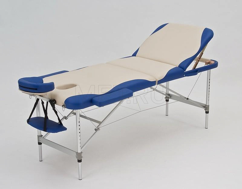 Med-Mos JFAL01 Стол массажный переносной трёхсекционный алюминиевый, бежево-синий от производителя