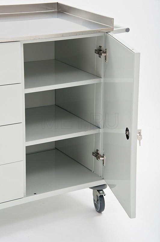 МЕТ AR–45 - полимер Столик мобильный для анестезиолога с полкой для записей