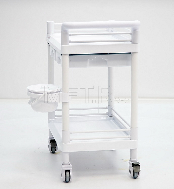 МЕТ SPY-120 (цвет Белый) Пластиковый манипуляционный стол с двумя полками и двумя ящиками от производителя