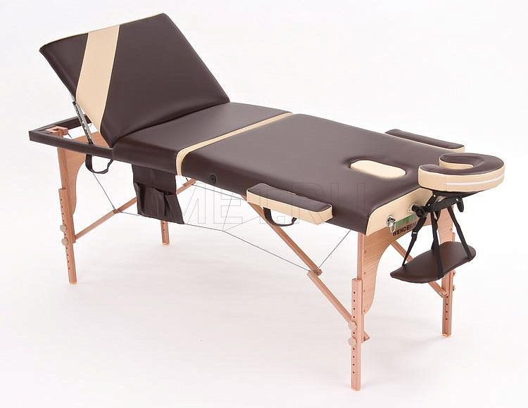 JF-AY01 Массажный складной трёхсекционный стол с рамой из бука, коричнево-бежевый МЕТ