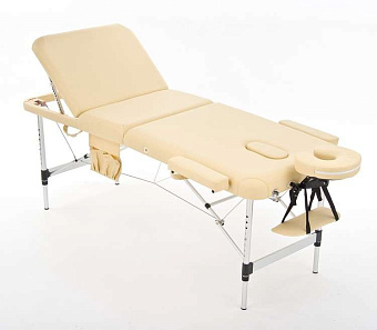 Легкий трёхсекционный алюминиевый массажный стол, бежевый