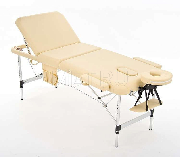 JFAL03А Легкий трёхсекционный алюминиевый массажный стол, бежевый MET