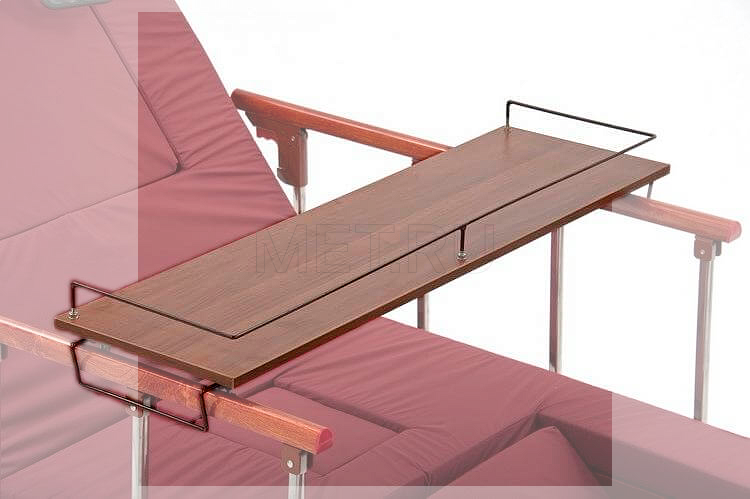 Ширина 850-1050 мм Столик надкроватный для лежачих больных, цвет - орех от производителя
