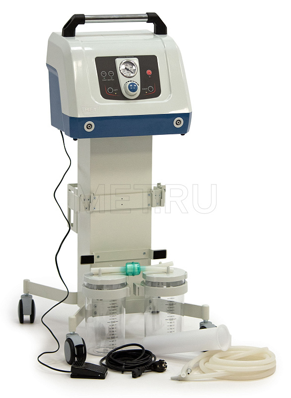 MET OX-290 Хирургический аспиратор (отсасыватель) стационарного типа с педалью и двумя емкостями