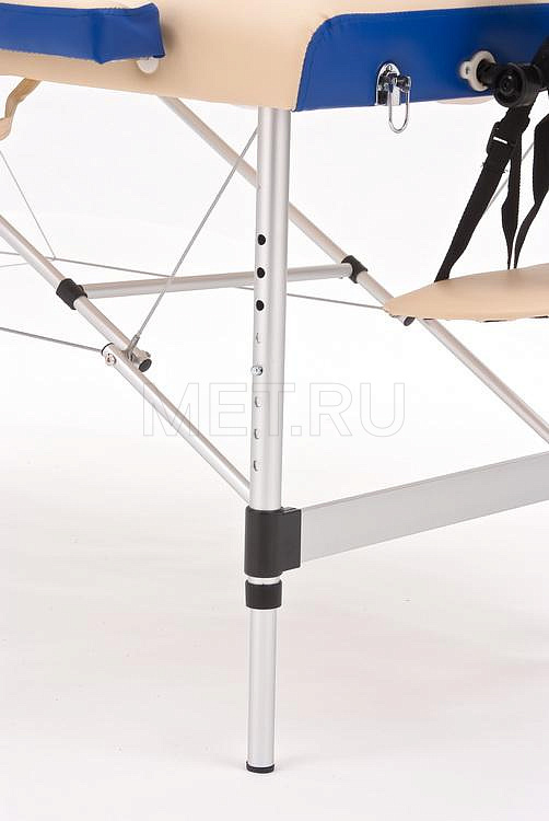 JF AL01А Складной трёхсекционный алюминиевый массажный стол, бежево-синий