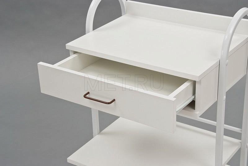 Ст-10д Процедурный передвижной столик из cтального профиля, полки ЛДСП МЕТ