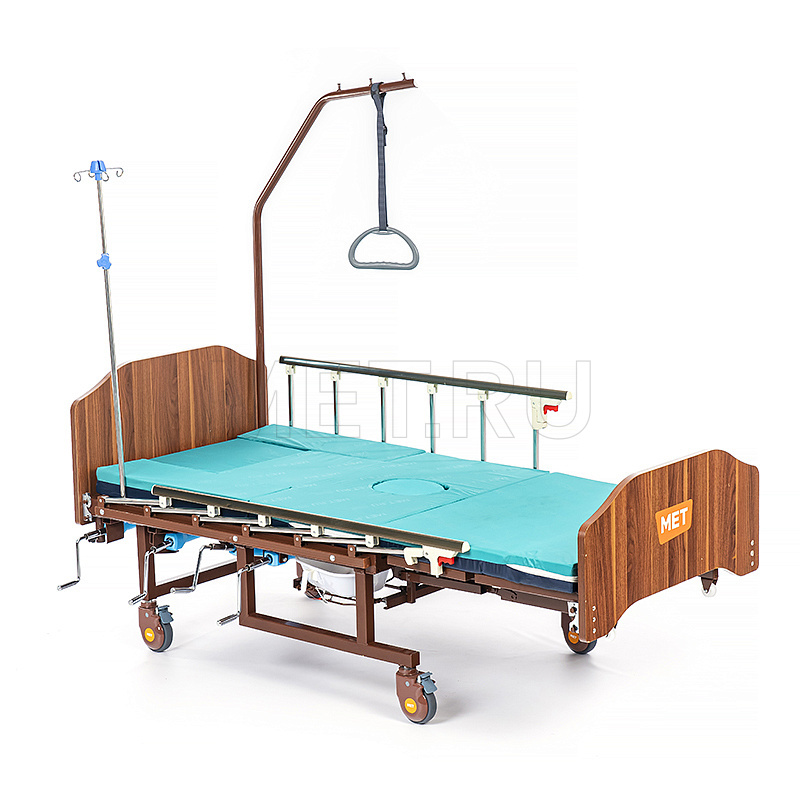 МЕТ РЕМЕКС (REMEKS) Медицинская кровать для ухода за лежачими больными с переворотом, туалетом (без матраса) — расположение ручек управления слева МЕТ