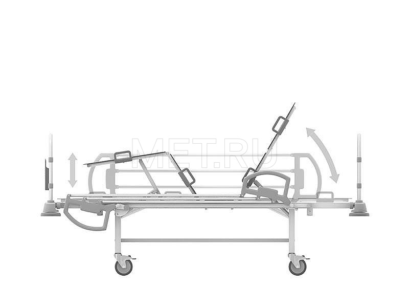 NORMAL+, ширина ложа 800 мм Четырёхсекционная кровать с винтовыми регулировками и дополнительно регулируемым подголовником на растомате МЕТ