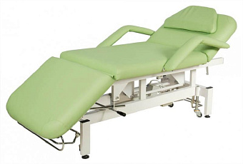 Стол-кресло массажный стационарный с электроприводной регулировкой высоты широкий, фисташковый