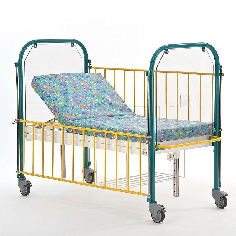 КМФД-7310 Бирюза прозр. Кровать 2-х секционная детская с регулировкой высоты и наклона ложа MET