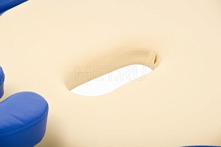 JFAL01А Стол массажный переносной 2-х секционный крем с синей волной МЕТ