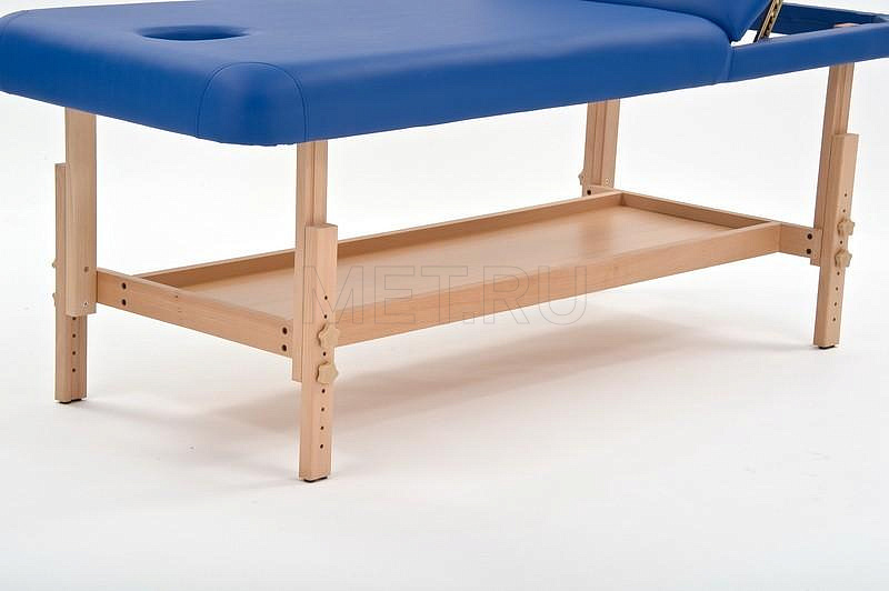FIX-1A Массажный стационарный стол с рамой из бука и вырезом для лица, синий MET