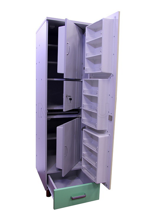  ША.01.01 (430-550-1700) Аптечный шкаф для медикаментов, серия "Бест", трейзер из ЛДСП  корпус- серый, фасад цветной МЕТ