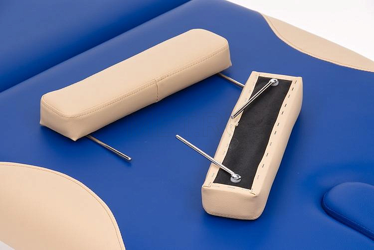 Med-Mos JF-AY 01 Складной массажный стол двухсекционный деревянный, сине-бежевый от производителя