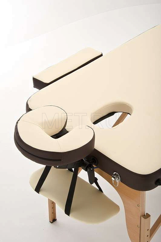 JF-AY01 Стол массажный переносной на деревянном каркасе, кремовый/коричневый MET