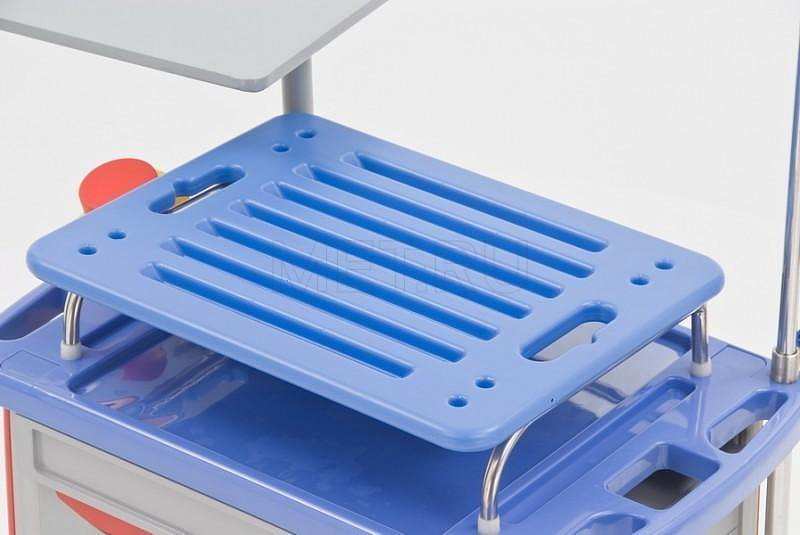 G-70 металлопластиковый Столик реаниматолога и деж.медсестры, с  бункером для лекарств МЕТ