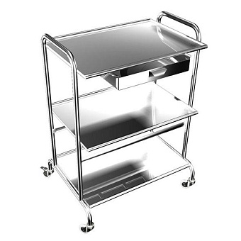 Инструментальный трехполочный  столик из нерж.стали