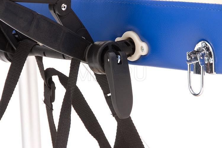 JF AL01А Складной трёхсекционный алюминиевый массажный стол, бежево-синий