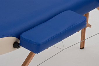 Стол массажный переносной на деревянном каркасе, синий-кремовый