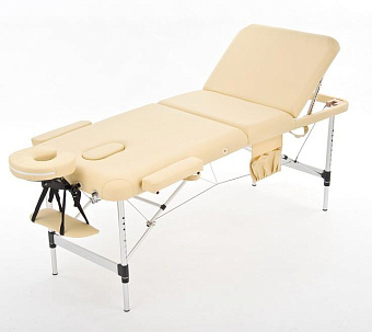 Легкий трёхсекционный алюминиевый массажный стол, бежевый