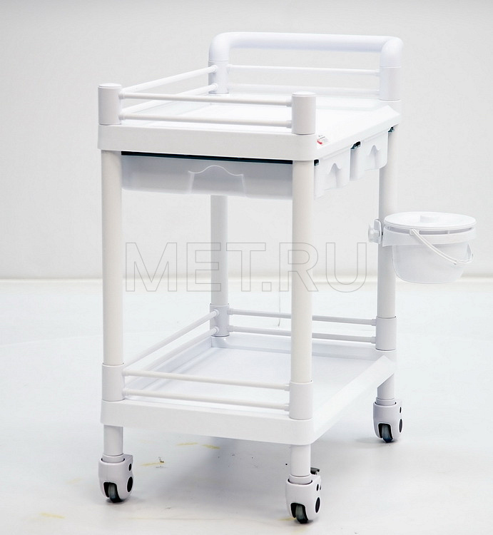 МЕТ SPY-120 (цвет Белый) Пластиковый манипуляционный стол с двумя полками и двумя ящиками от производителя