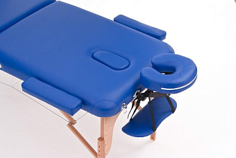 Массажный стол переносной трёхсекционный на деревянном каркасе, синий