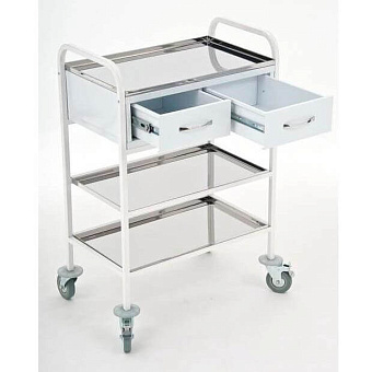 Стол манипуляционный на металлокаркасе, столешница и полки - Нерж.