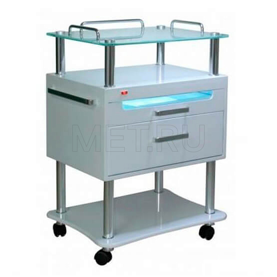 Стол тумба с УФ-стерилизатором, топ из закалённого стекла PRINCESS UV Стол тумба с УФ-стерилизатором, топ из закалённого стекла