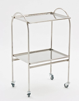 Инструментальный двухполочный столик из нержавеющей стали