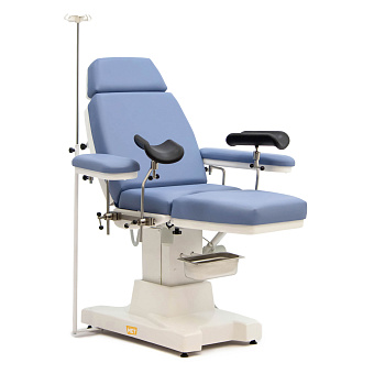 Гинекологическое кресло с электроприводом, платформой для аксессуаров и стулом для врача