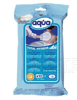 AQUA Shampoo (упаковка 12 шт) Гигиенические рукавицы для мытья головы лежачего пациента МЕТ