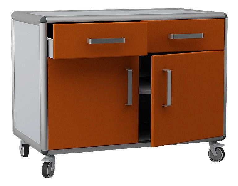 ДМ-2-007-10 Широкая лабораторная тумба с двумя ящиками и двухстворчатыми дверями от производителя