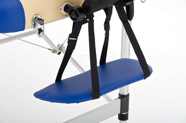 JFAL01А Стол массажный переносной 2-х секционный крем с синей волной MET