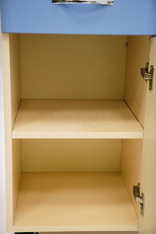 KL1-А Тумба прикроватная с фасадами, топом и откидной столешницей из ламината, голубой фасад MET