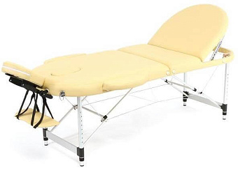 Складной трёхсекционный массажный стол на алюминиевом каркасе, бежевый