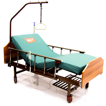 Кровать функциональная медицинская коричневая, спинки светлокоричневые