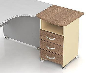 МЕТ Modern К36.19 Тумба (правая) с 3 ящиками и топом, приставляемым к расширению эргономичного стола от производителя