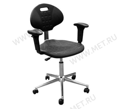 КР12 Кресло с подлокотником каркас гальваника/сиденье полиуретан черный от производителя