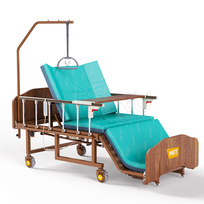 MET РЕВЕЛ НЬЮ (REVEL NEW) Медицинская кровать для лежачих больных с  USB, электрорегулировками, переворотом и туалетом (с матрасом)