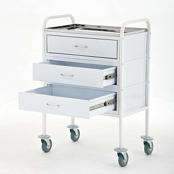 Cтол манипуляционный с тремя выдвижными ящиками, столешница Нерж.