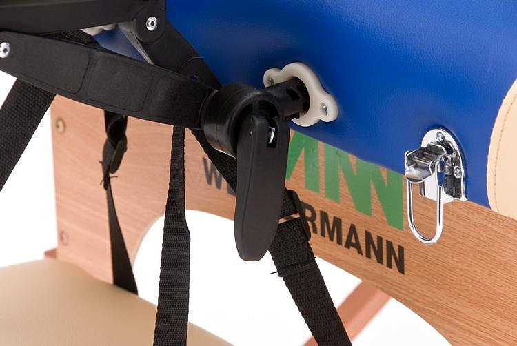 Med-Mos JF-AY 01 Складной массажный стол двухсекционный деревянный, сине-бежевый МЕТ