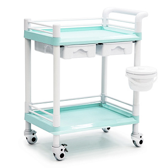 Пластиковый манипуляционный стол с двумя полками и двумя ящиками