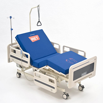 ТРЕХ-Функциональная медицинская кровать с электрическими регулировками пластикового ложа и пластиковыми боковыми ограждениями