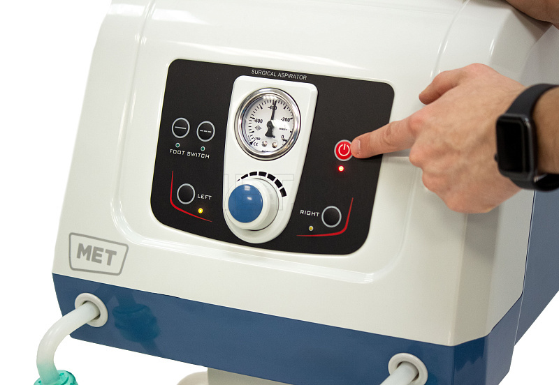 MET OX-290 Хирургический аспиратор (отсасыватель) стационарного типа с педалью и двумя емкостями MET