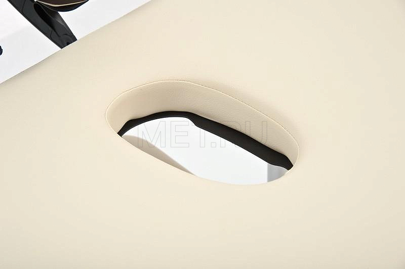 JFAL01A Стол массажный алюминиевый трёхсекционный. Кремовая панель с коричневым кантом