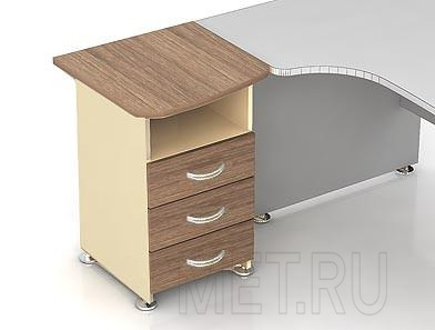 МЕТ Modern К37.18 Тумба (левая)3 ящика и топ, приставляемый к расширению эргономичного стола от производителя